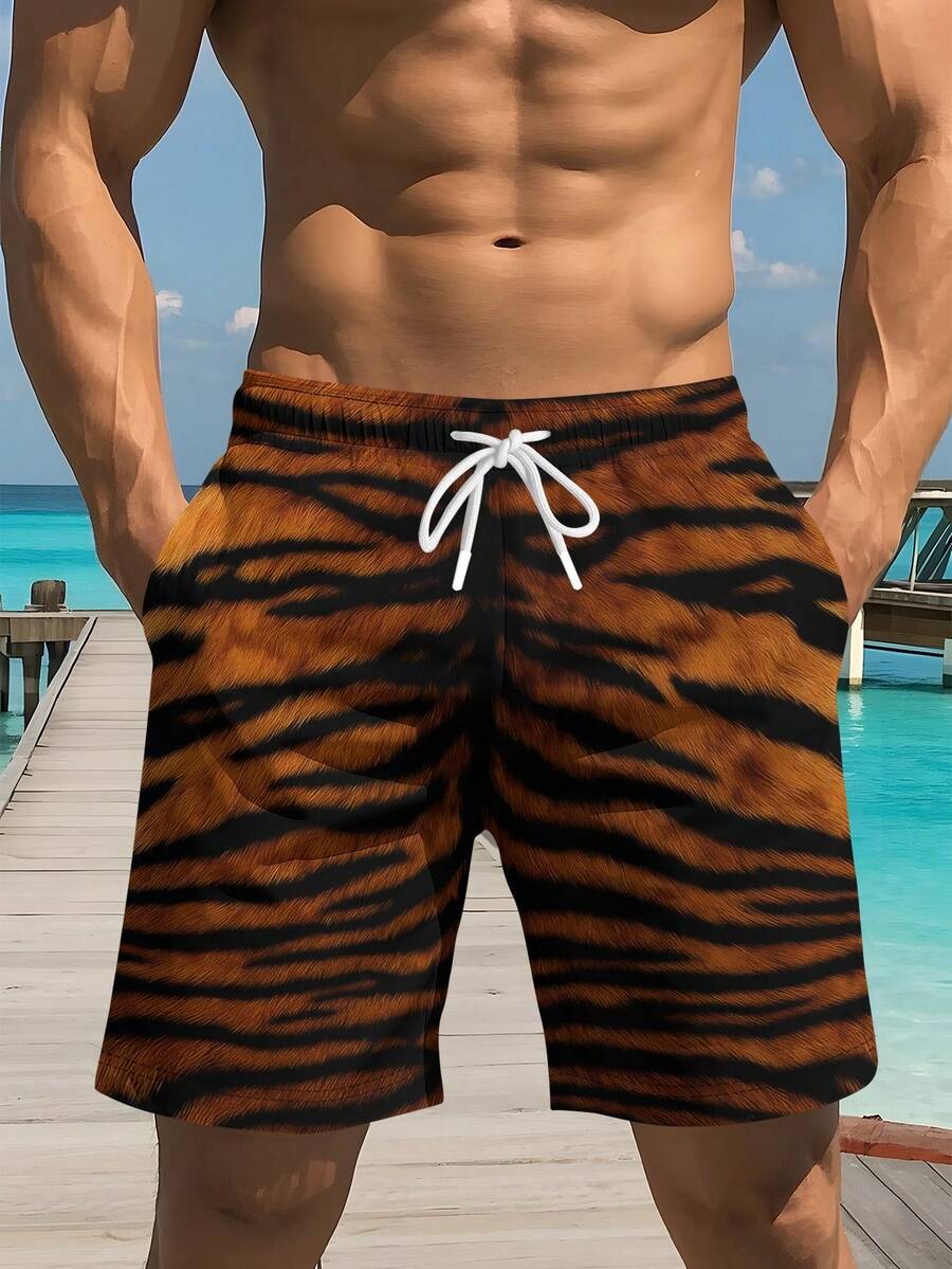Trunk Breathable Men - Mens Bold Tiger Stripe Swim Trunks