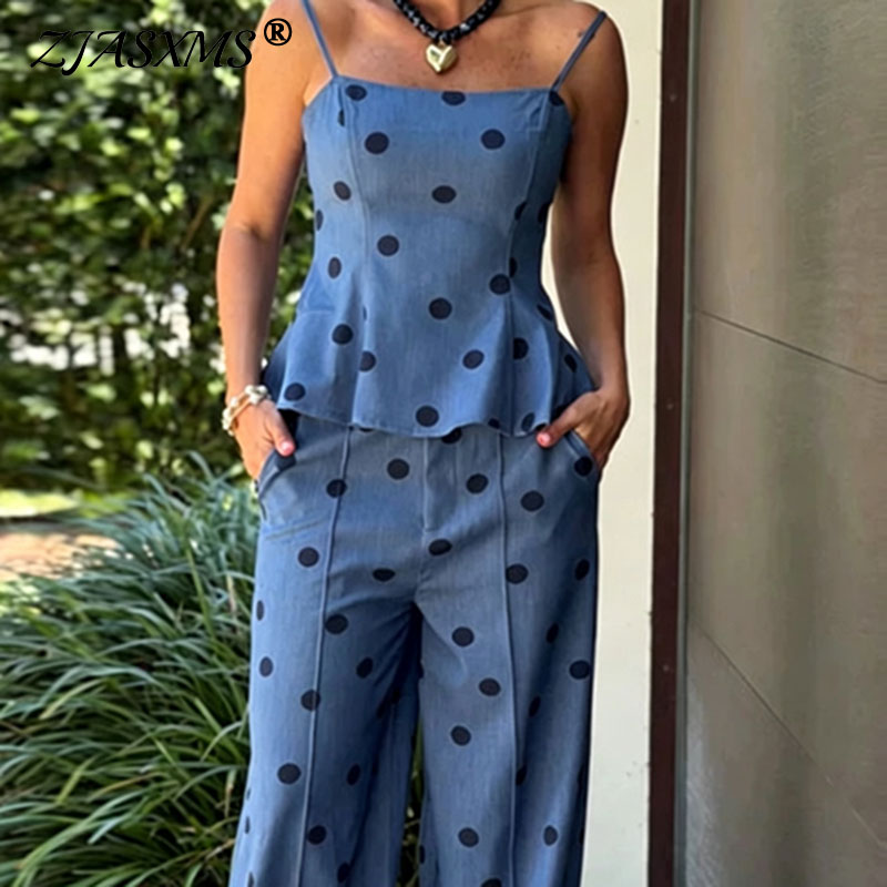 Vintage Dot Print Chambray Two - Suspender Tank Top recensione e prezzo