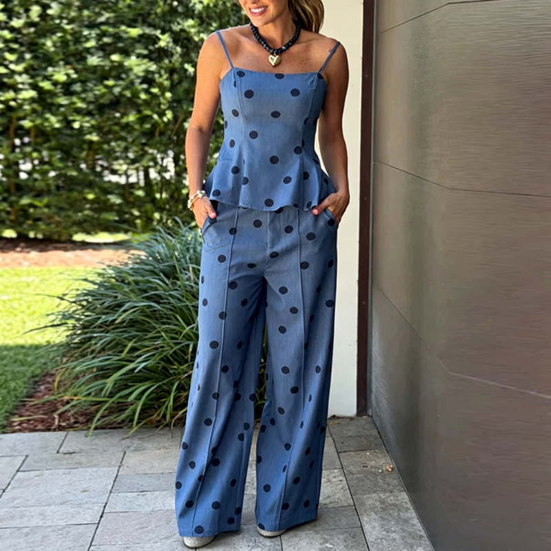 Vintage Dot Print Chambray Two - Suspender Tank Top recensione e prezzo