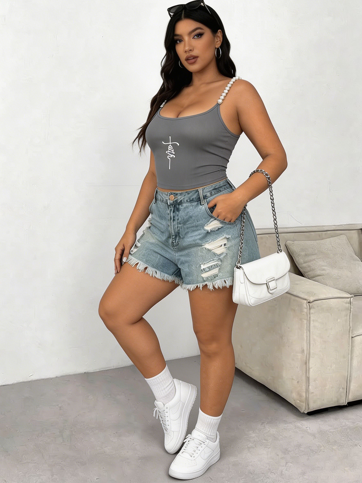 Plus Size Square Neck Pearl St - Tank Top Ribbed recensione e prezzo